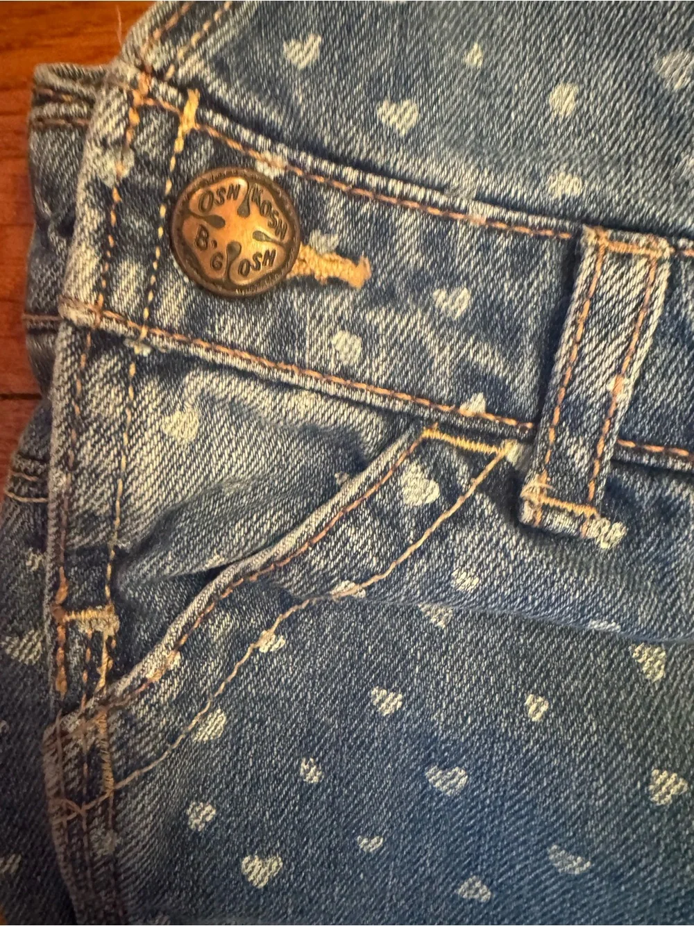 OshKosh B'gosh Baby Girls Denim Heart Print Bib Overalls 2T